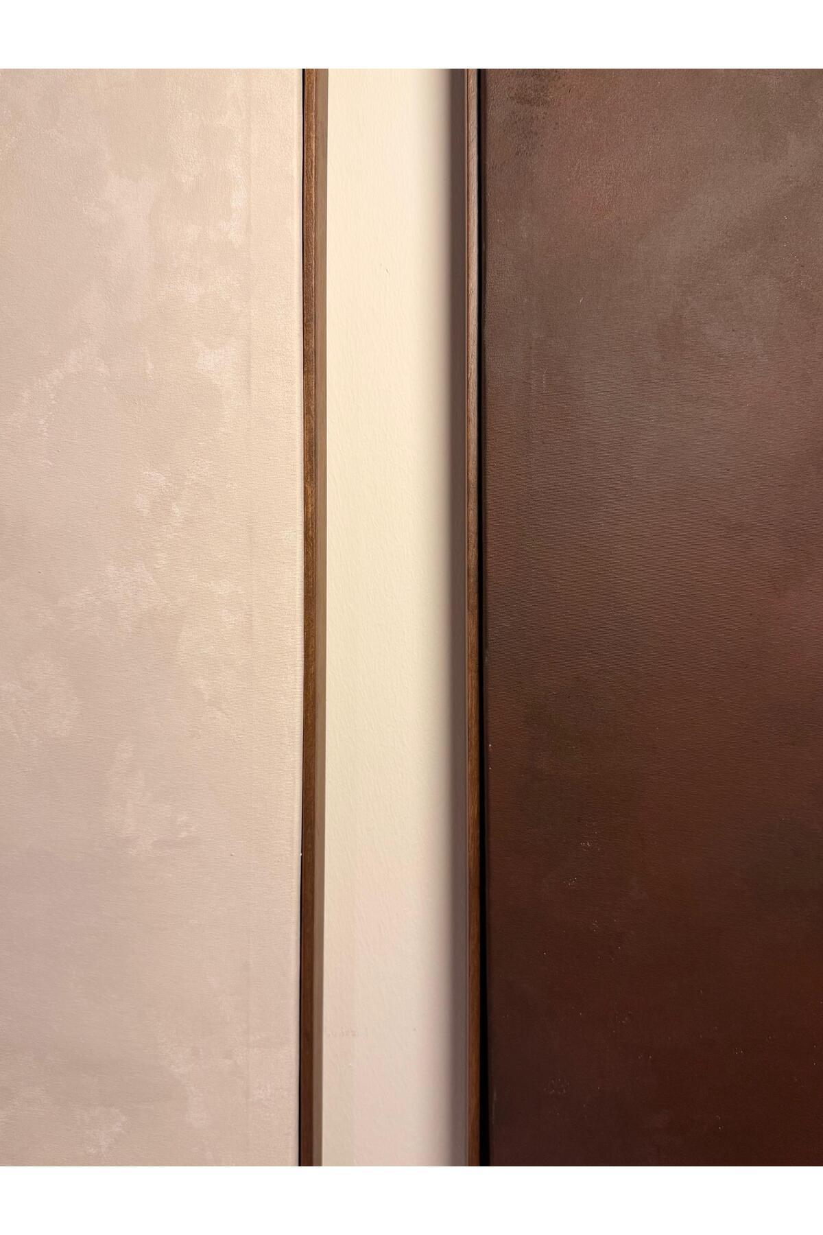 “Moon” 70 x 50 cm El Yapımı Minimal Bej Renkli Soyut Tablo – Ahşap Floater Çerçeveli