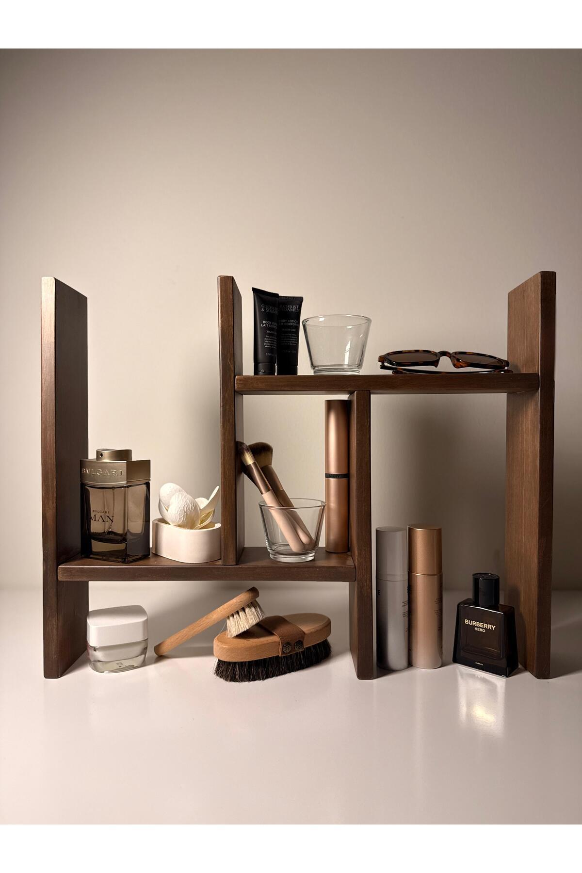 Çok Amaçlı Ahşap Dekoratif Raf | Kitaplık – Düzenleyici – Mutfak & Banyo Organizer| 53x42x9 cm
