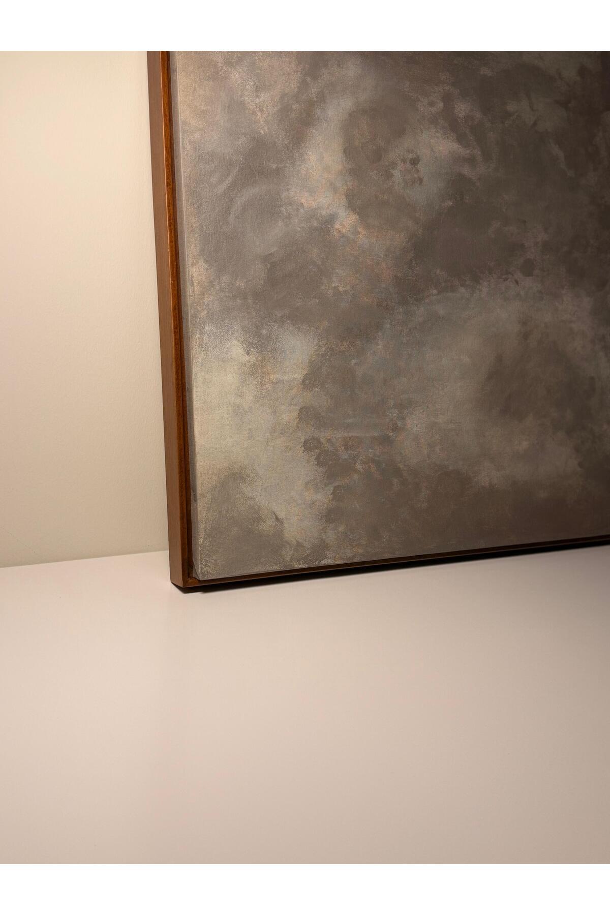 “Venüs” 90 x 60 cm El Yapımı Minimal Bordo Renkli Soyut Tablo – Ahşap Floater Çerçeveli
