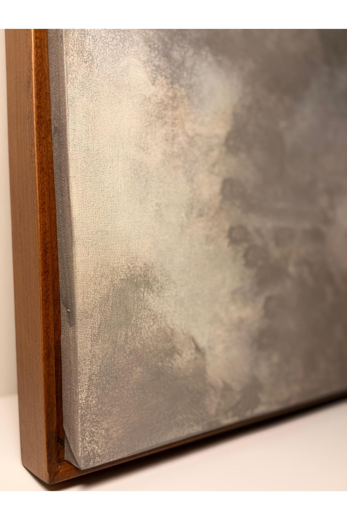 “Venüs” 90 x 60 cm El Yapımı Minimal Bordo Renkli Soyut Tablo – Ahşap Floater Çerçeveli