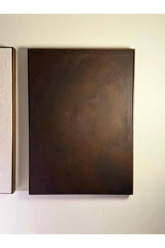 “Mars” 70 x 50 cm El Yapımı Minimal Bordo Renkli Soyut Tablo – Ahşap Floater Çerçeveli