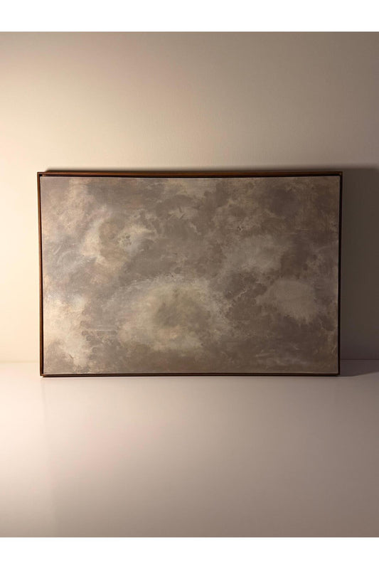 “Venüs” 90 x 60 cm El Yapımı Minimal Bordo Renkli Soyut Tablo – Ahşap Floater Çerçeveli