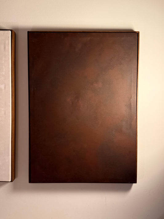 “Mars” El Yapımı Minimal Bordo Renkli Soyut Tablo – Ahşap Floater Çerçeveli
