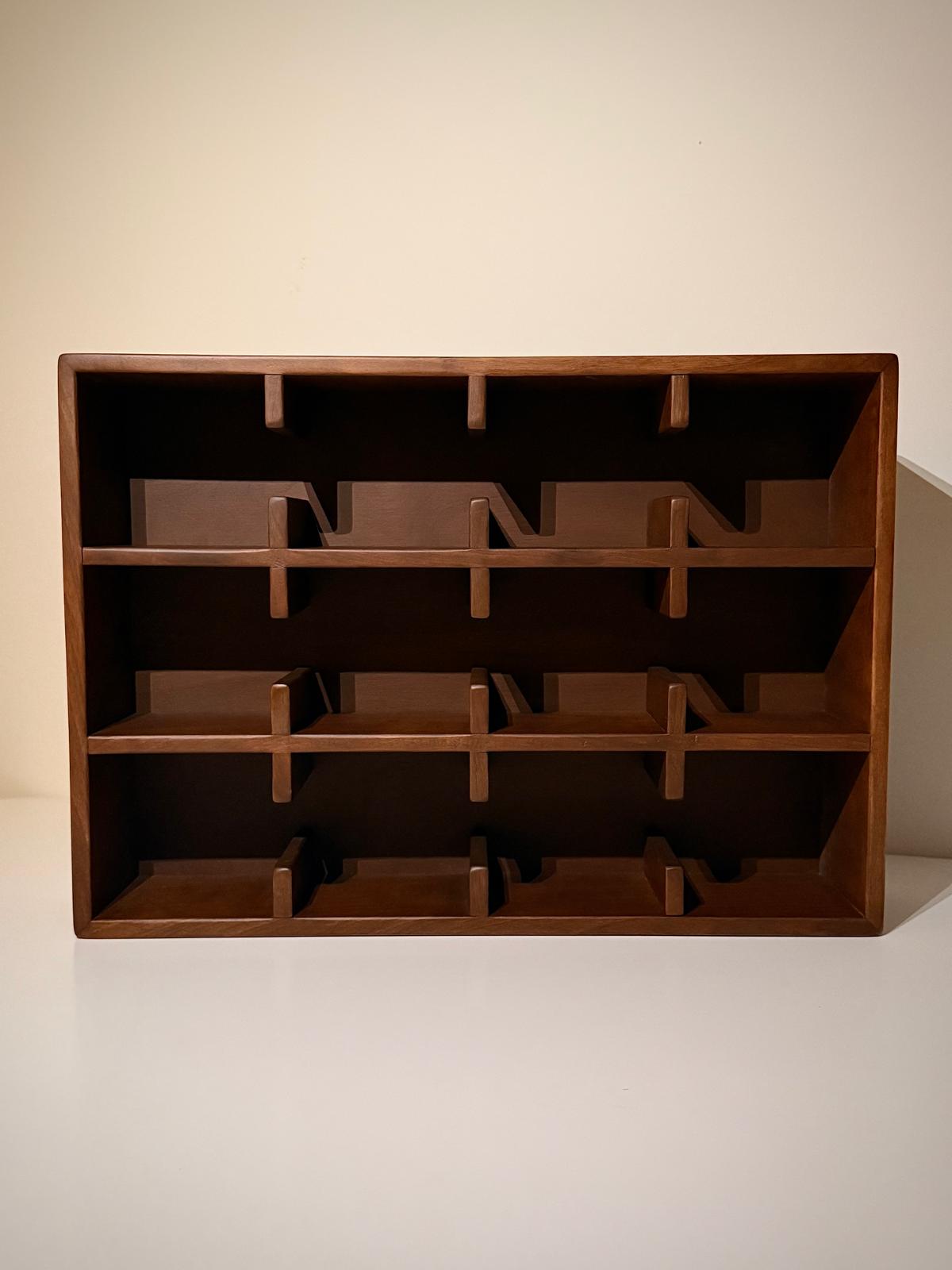 %100 Doğal Ahşap Mug Standı - Modern Minimal Fincan Rafı- 12 Bölmeli Kahve Köşesi Organizeri