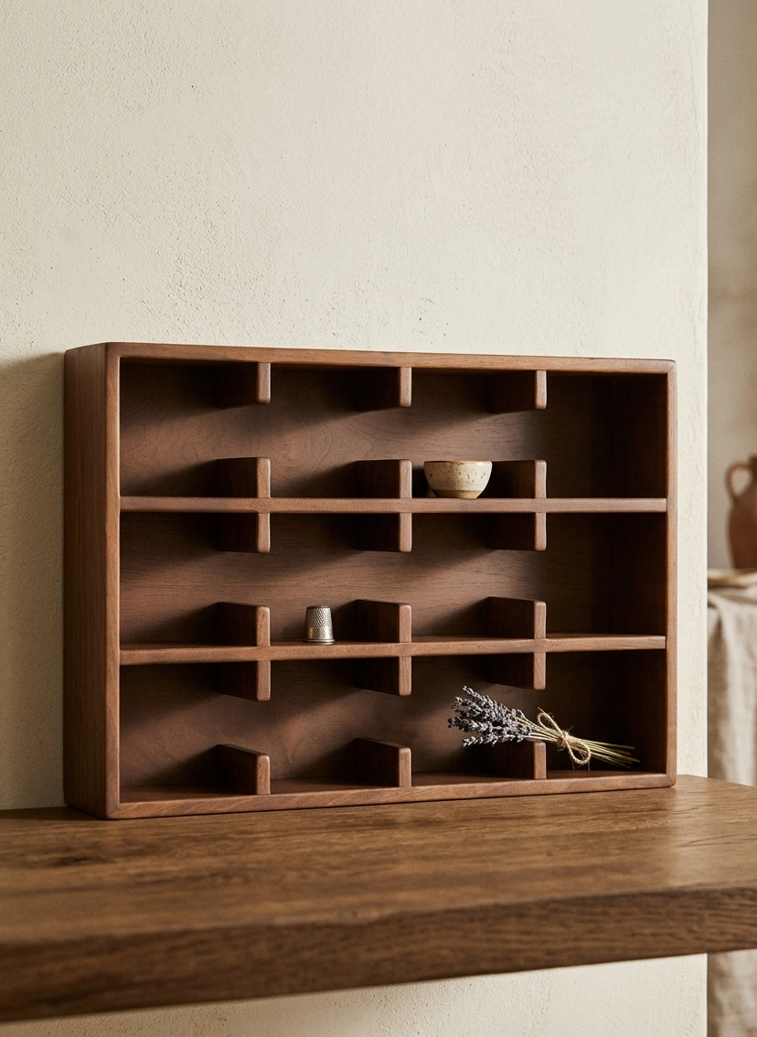 %100 Doğal Ahşap Mug Standı - Modern Minimal Fincan Rafı- 12 Bölmeli Kahve Köşesi Organizeri