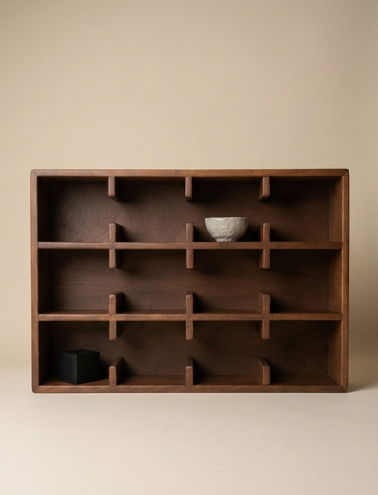 %100 Doğal Ahşap Mug Standı - Modern Minimal Fincan Rafı- 12 Bölmeli Kahve Köşesi Organizeri