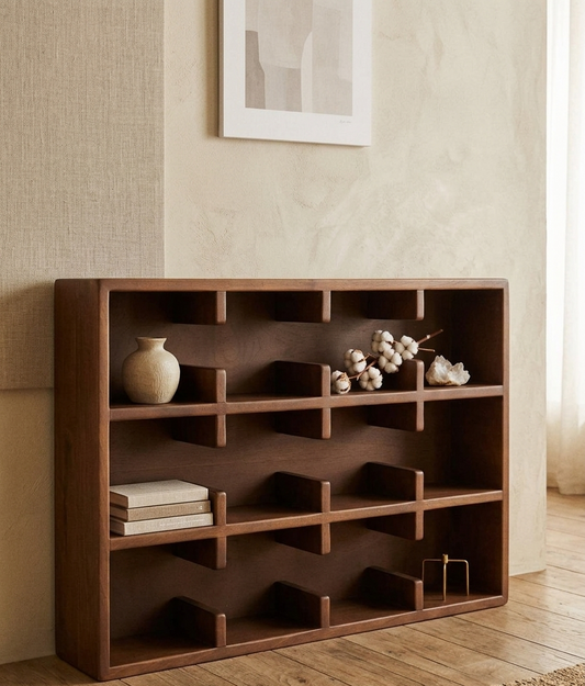 %100 Doğal Ahşap Mug Standı - Modern Minimal Fincan Rafı- 12 Bölmeli Kahve Köşesi Organizeri
