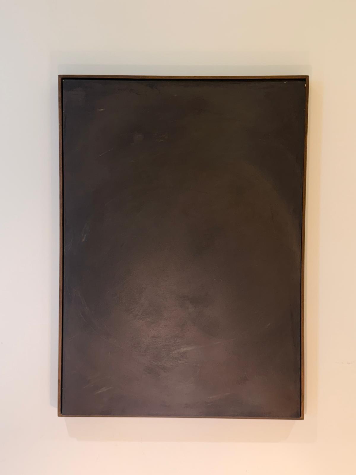 “Noir Calm” El Yapımı Minimal Soyut Tablo – Ahşap Floater Çerçeveli