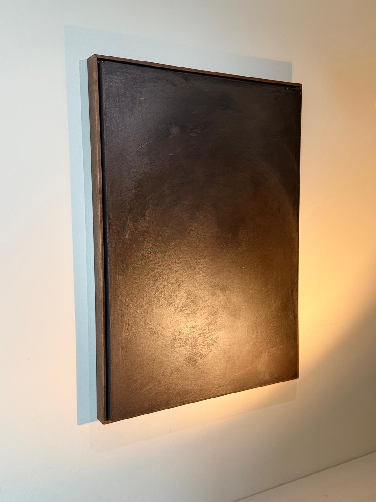 “Noir Calm” El Yapımı Minimal Soyut Tablo – Ahşap Floater Çerçeveli