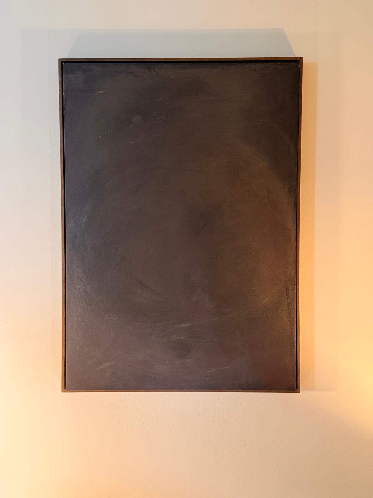 “Noir Calm” El Yapımı Minimal Soyut Tablo – Ahşap Floater Çerçeveli