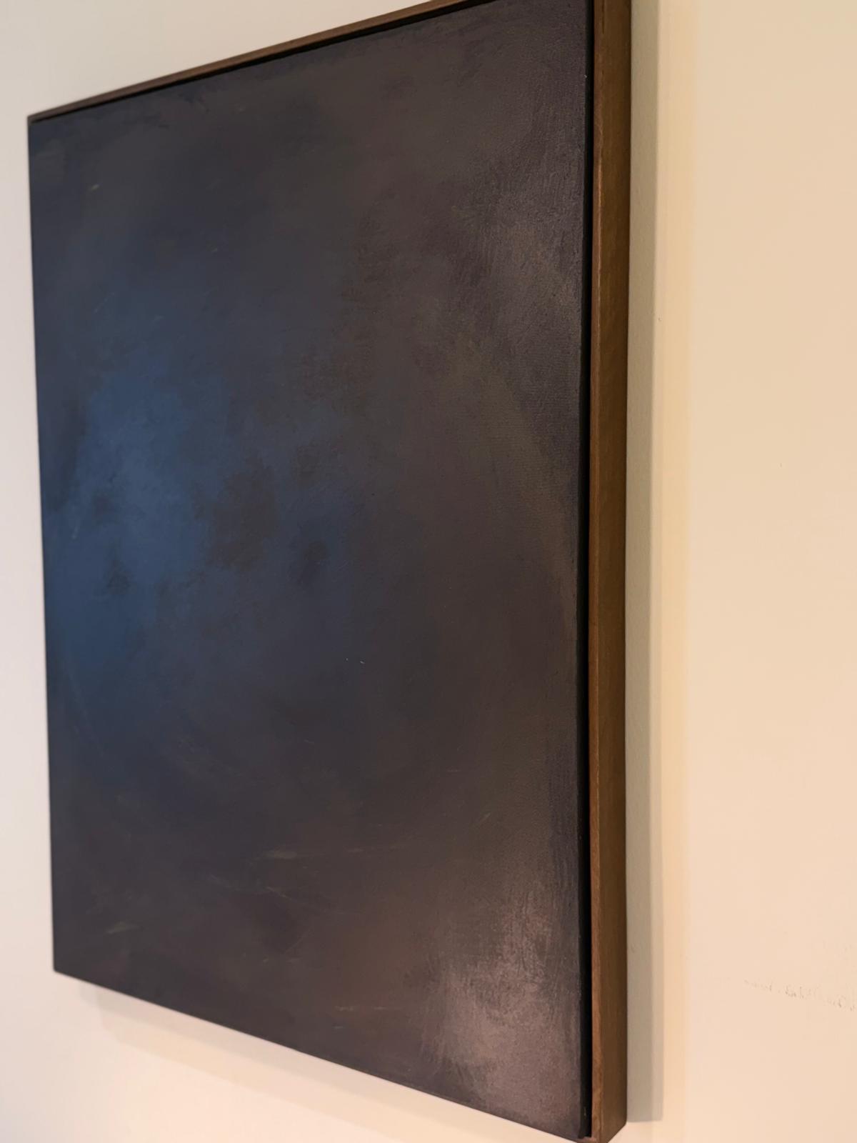 “Noir Calm” El Yapımı Minimal Soyut Tablo – Ahşap Floater Çerçeveli