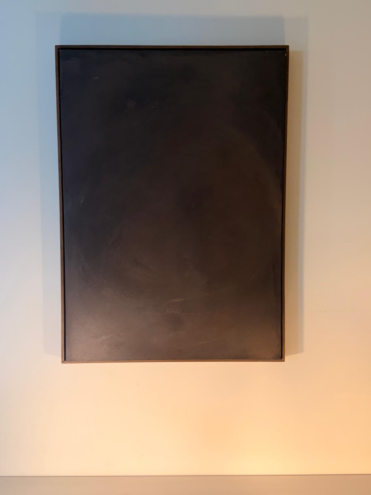 “Noir Calm” El Yapımı Minimal Soyut Tablo – Ahşap Floater Çerçeveli