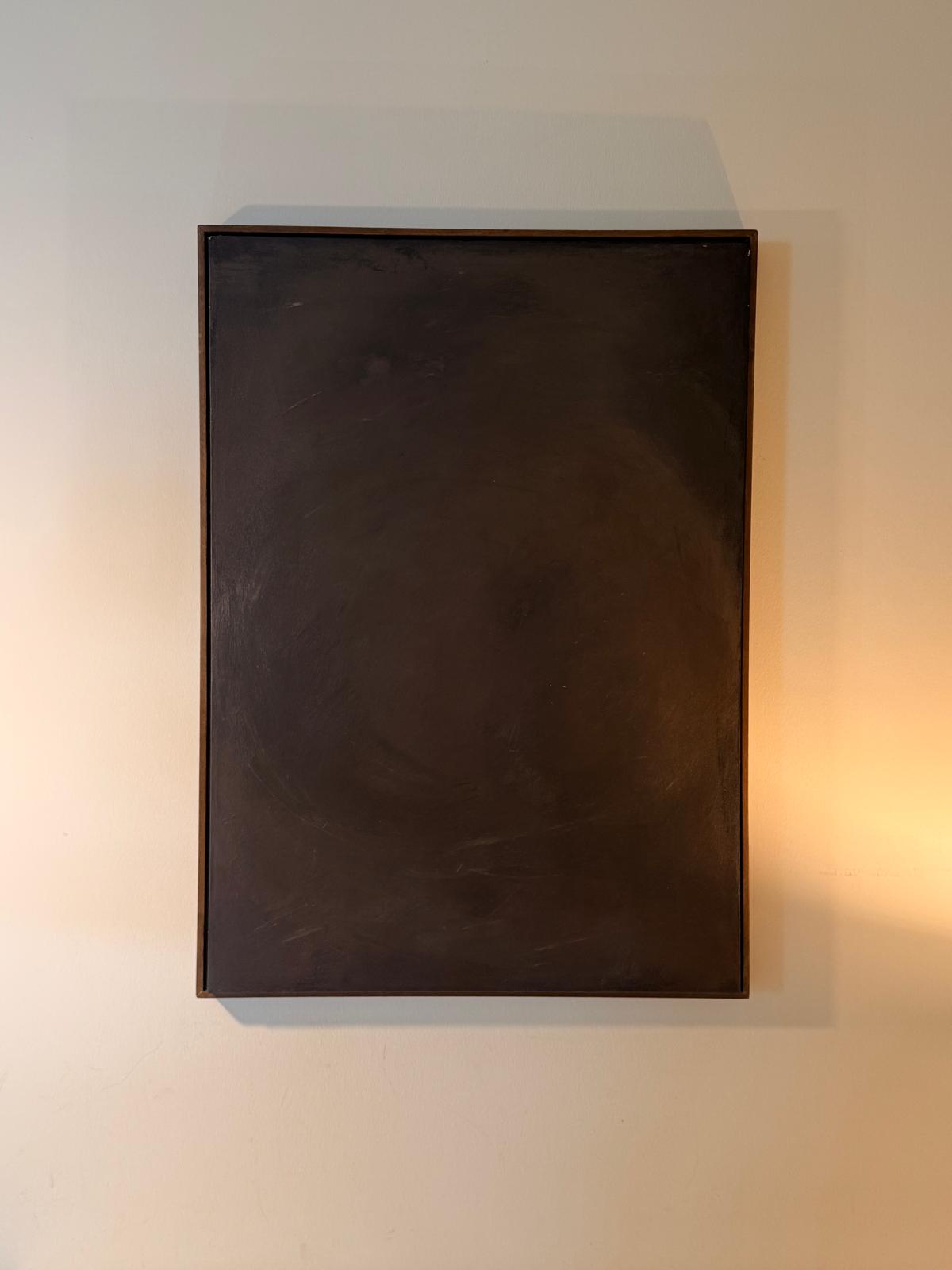 “Noir Calm” El Yapımı Minimal Soyut Tablo – Ahşap Floater Çerçeveli