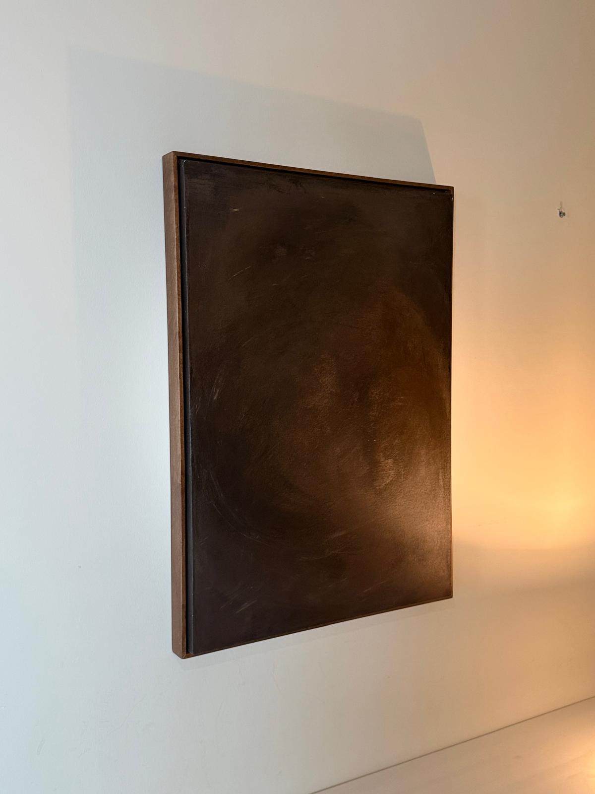 “Noir Calm” El Yapımı Minimal Soyut Tablo – Ahşap Floater Çerçeveli