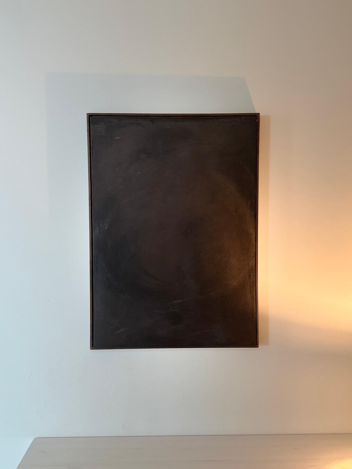 “Noir Calm” El Yapımı Minimal Soyut Tablo – Ahşap Floater Çerçeveli