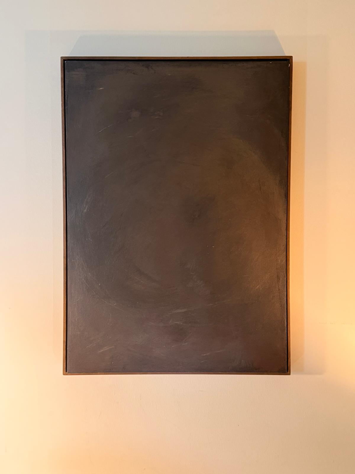 “Noir Calm” El Yapımı Minimal Soyut Tablo – Ahşap Floater Çerçeveli