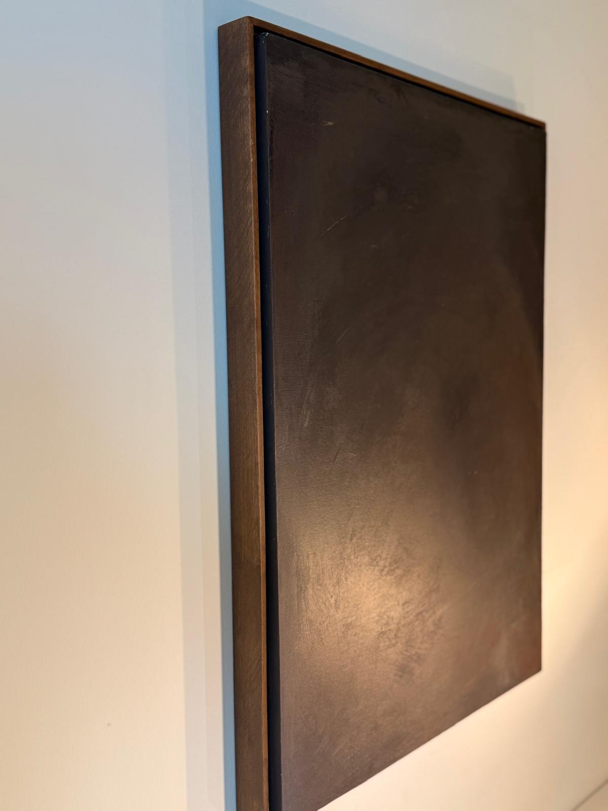 “Noir Calm” El Yapımı Minimal Soyut Tablo – Ahşap Floater Çerçeveli