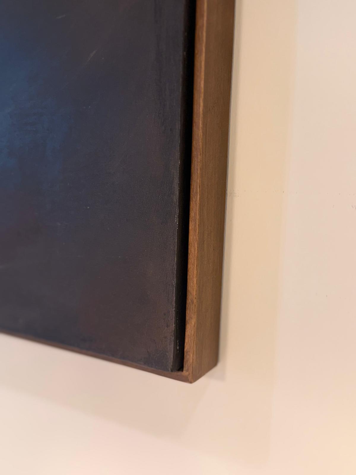 “Noir Calm” El Yapımı Minimal Soyut Tablo – Ahşap Floater Çerçeveli