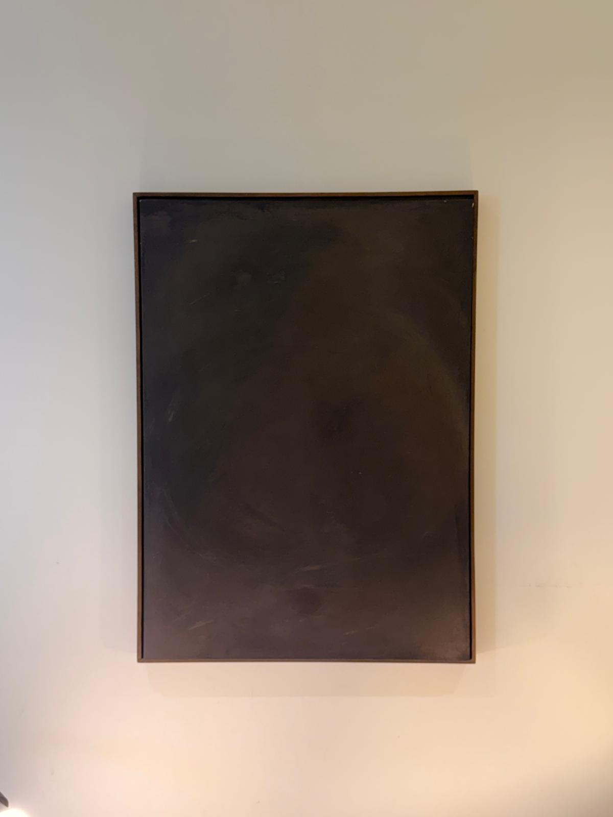 “Noir Calm” El Yapımı Minimal Soyut Tablo – Ahşap Floater Çerçeveli